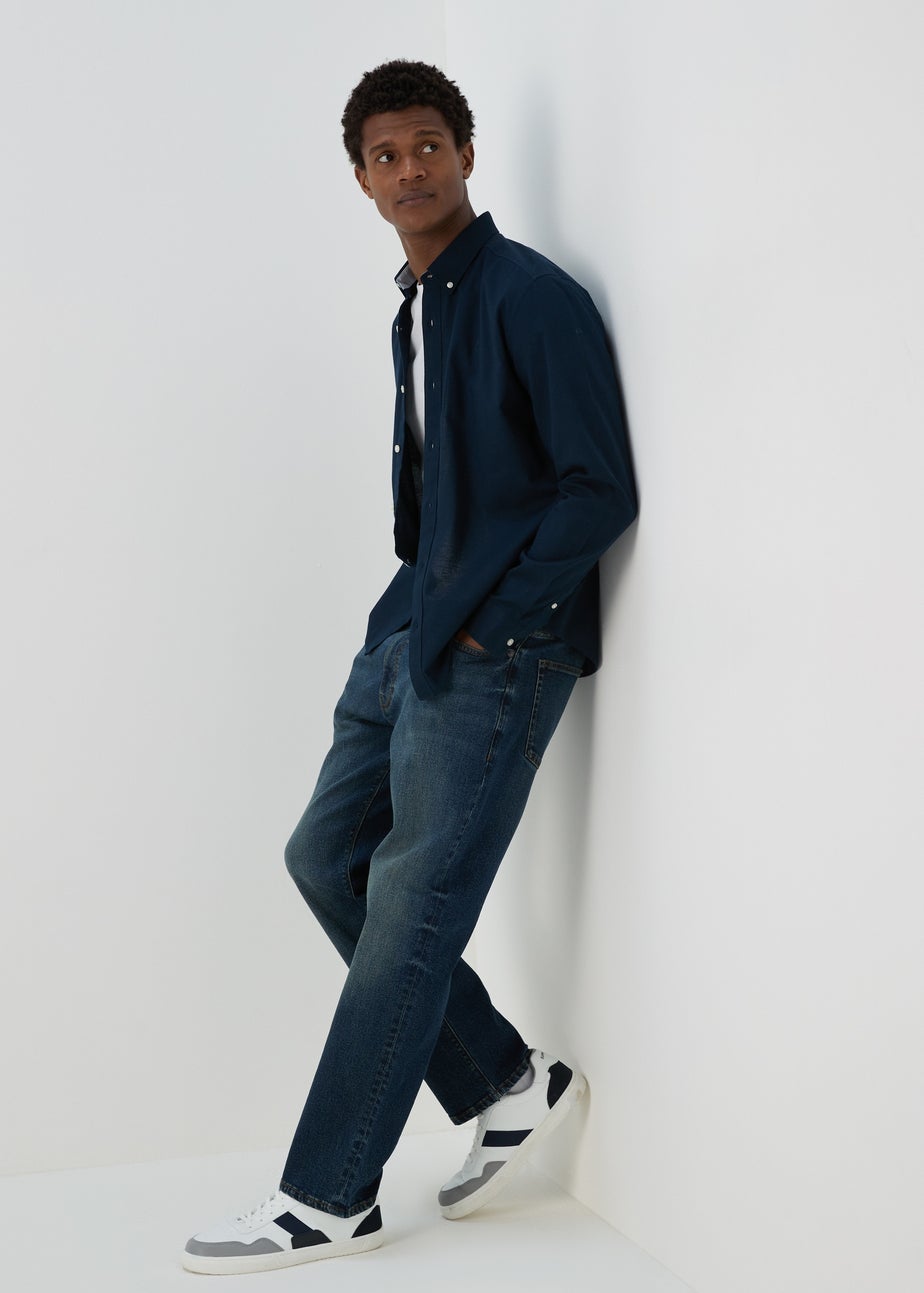 Dark Wash Relaxed Fit Denim Jeans