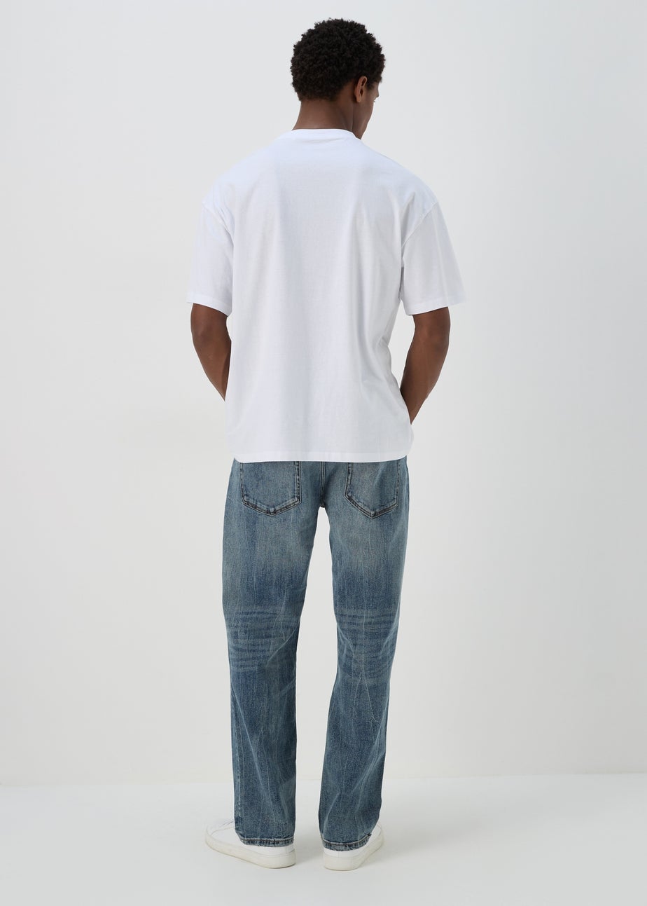 Mid Wash Relaxed Fit Denim Jeans