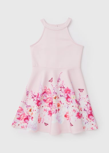 Girls Pink Scuba Halter Neck Dress (7-13yrs)