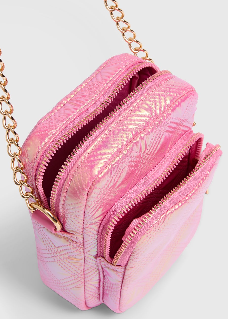 Girls Pink Metallic Crossbody Bag