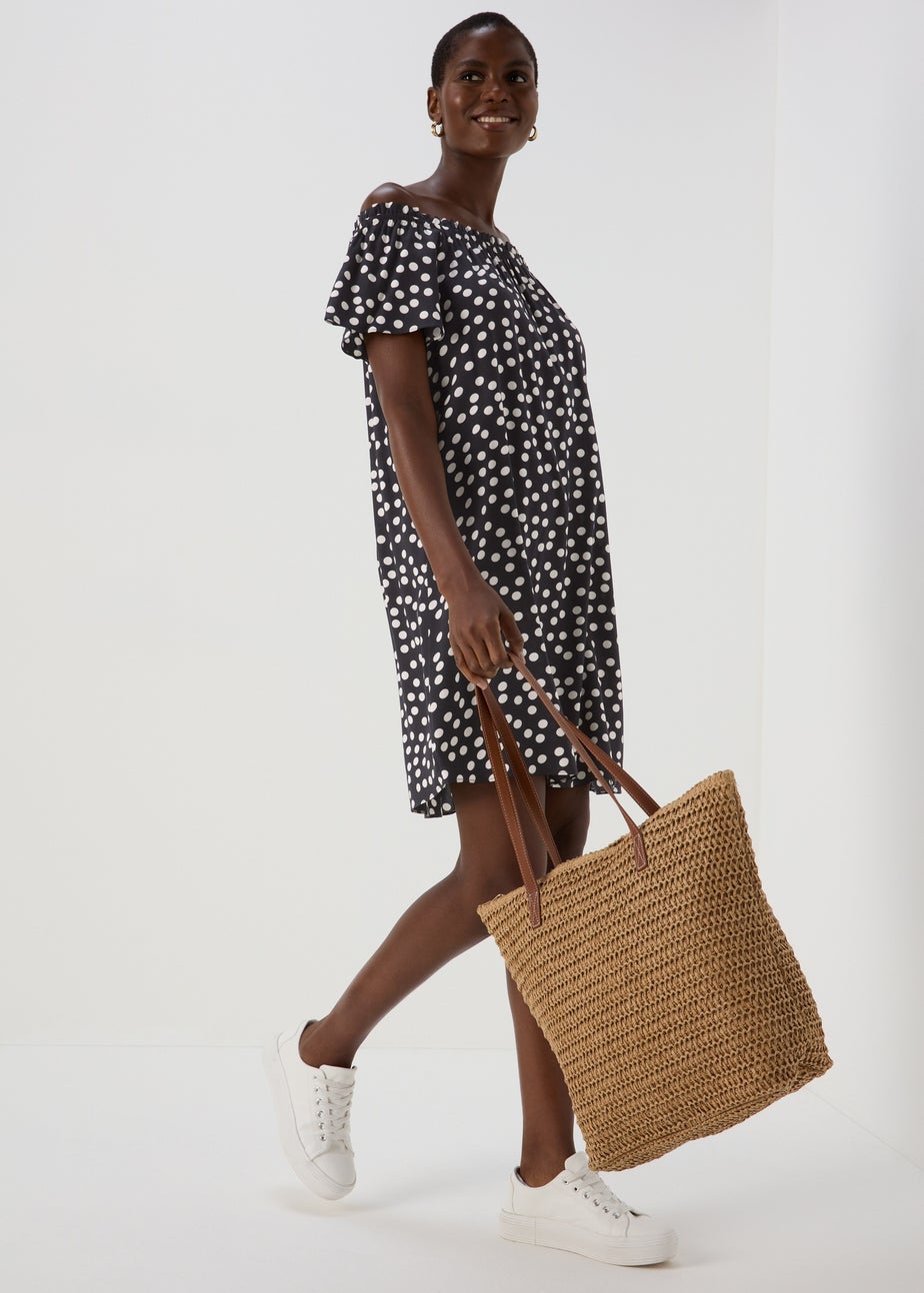 Black Mono Bardot Viscose Mini Dress