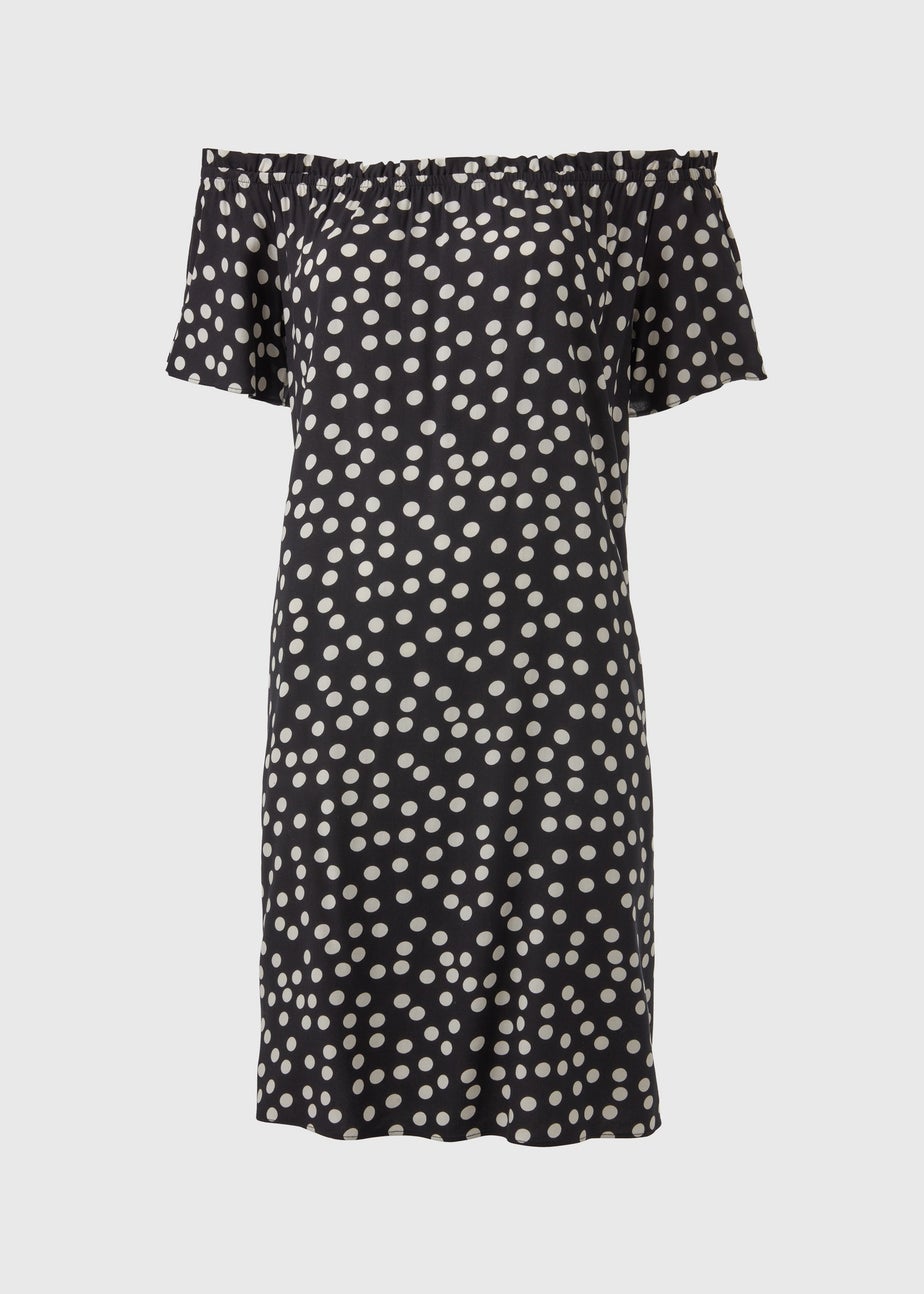 Black Mono Bardot Viscose Mini Dress