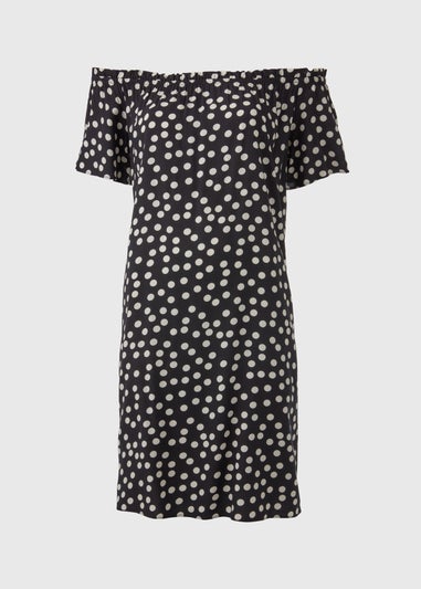 Black Mono Bardot Viscose Mini Dress