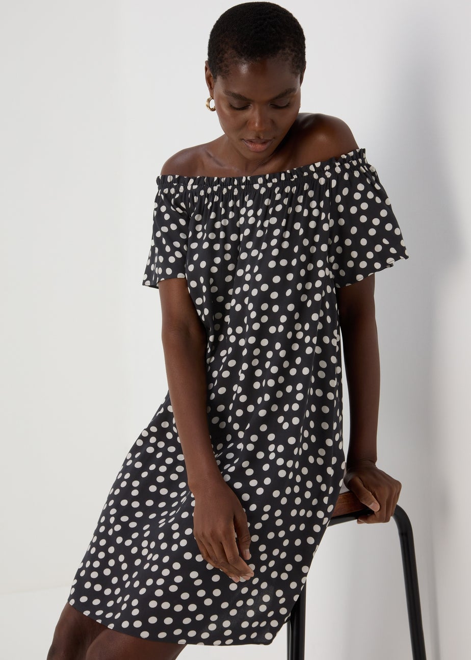 Black Mono Bardot Viscose Mini Dress