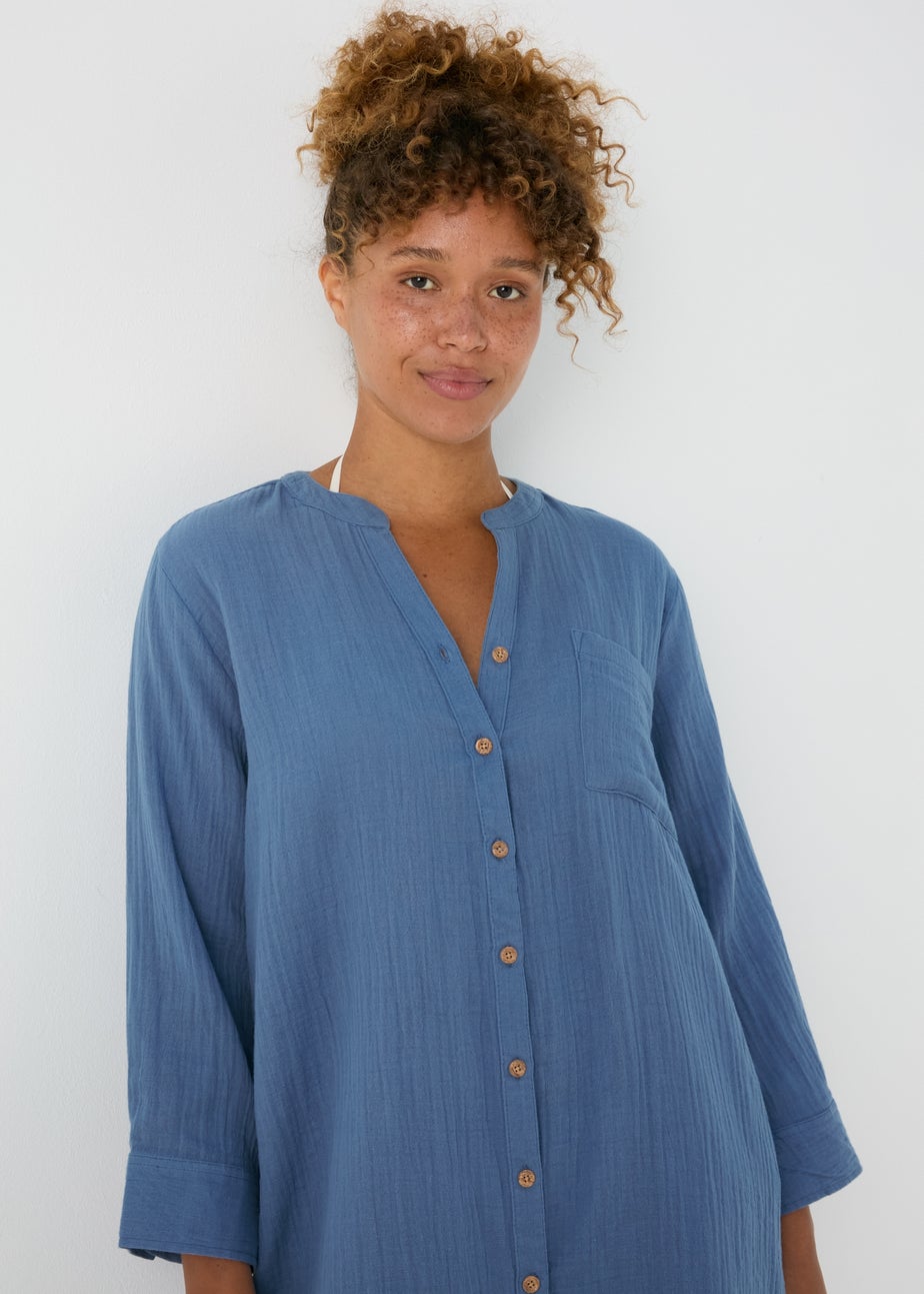 Blue Double Cloth Denim Shirt