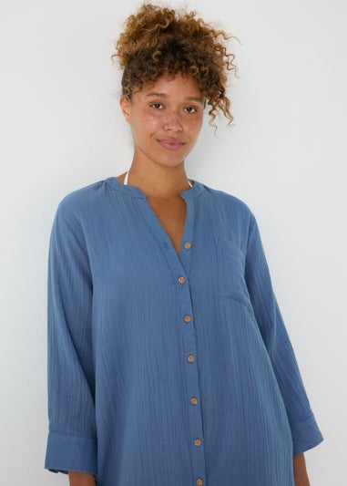 Blue Double Cloth Denim Shirt