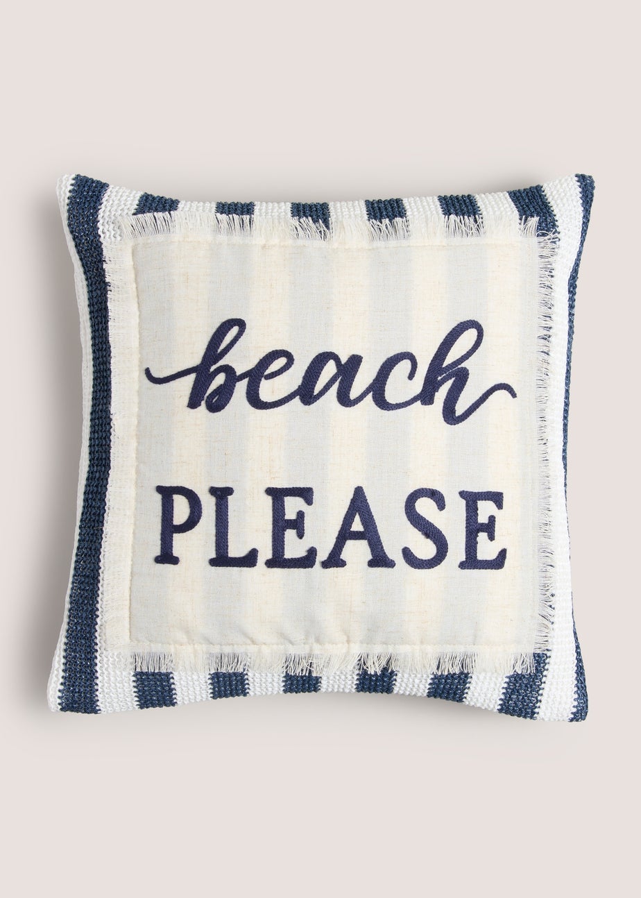 Outdoor Blue Beach Please Cushion (43cm x 43cm)