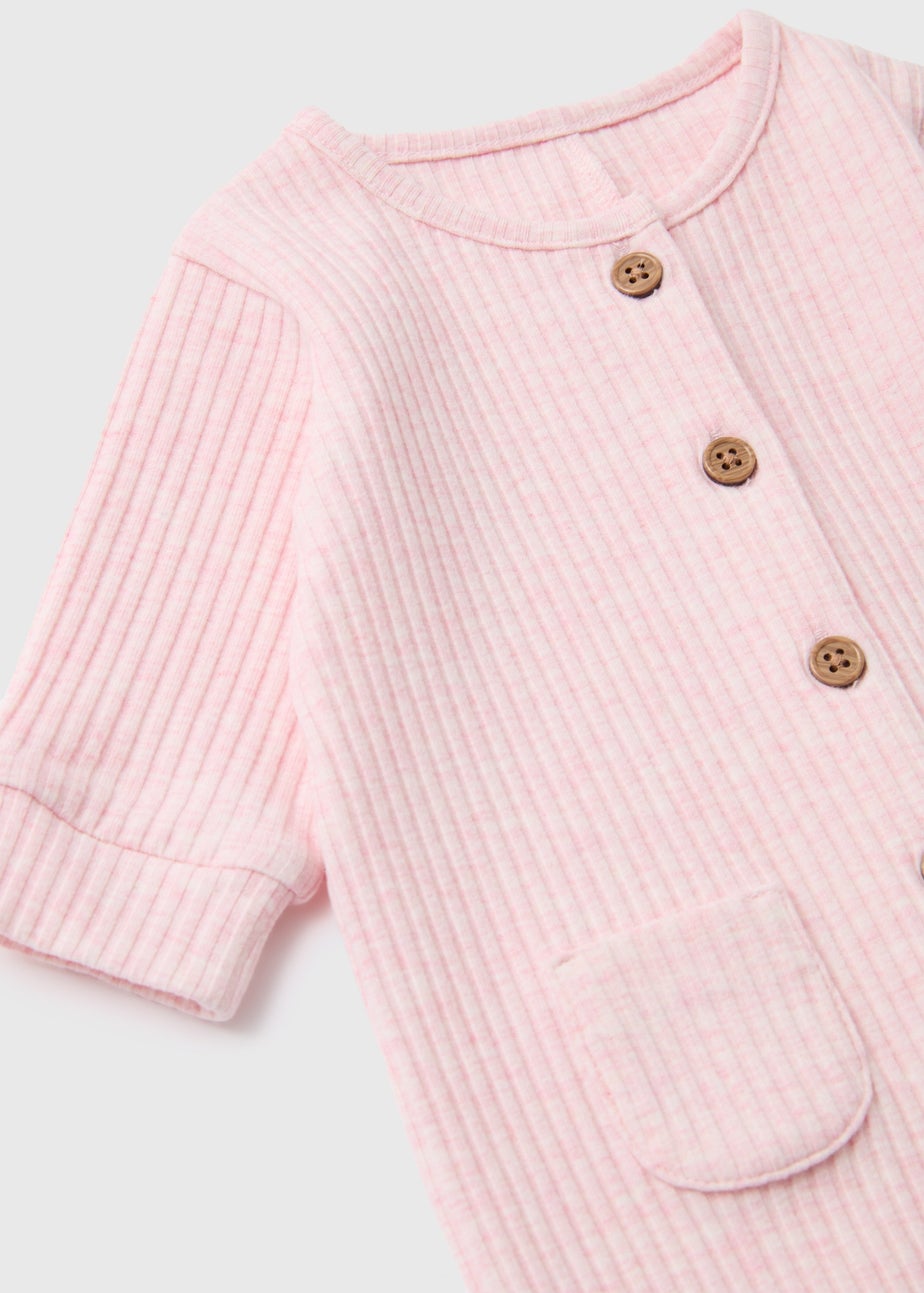 Baby Pink Ribbed Romper (Newborn-23mths)