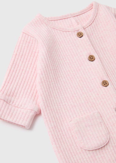 Baby Pink Ribbed Romper (Newborn-23mths)