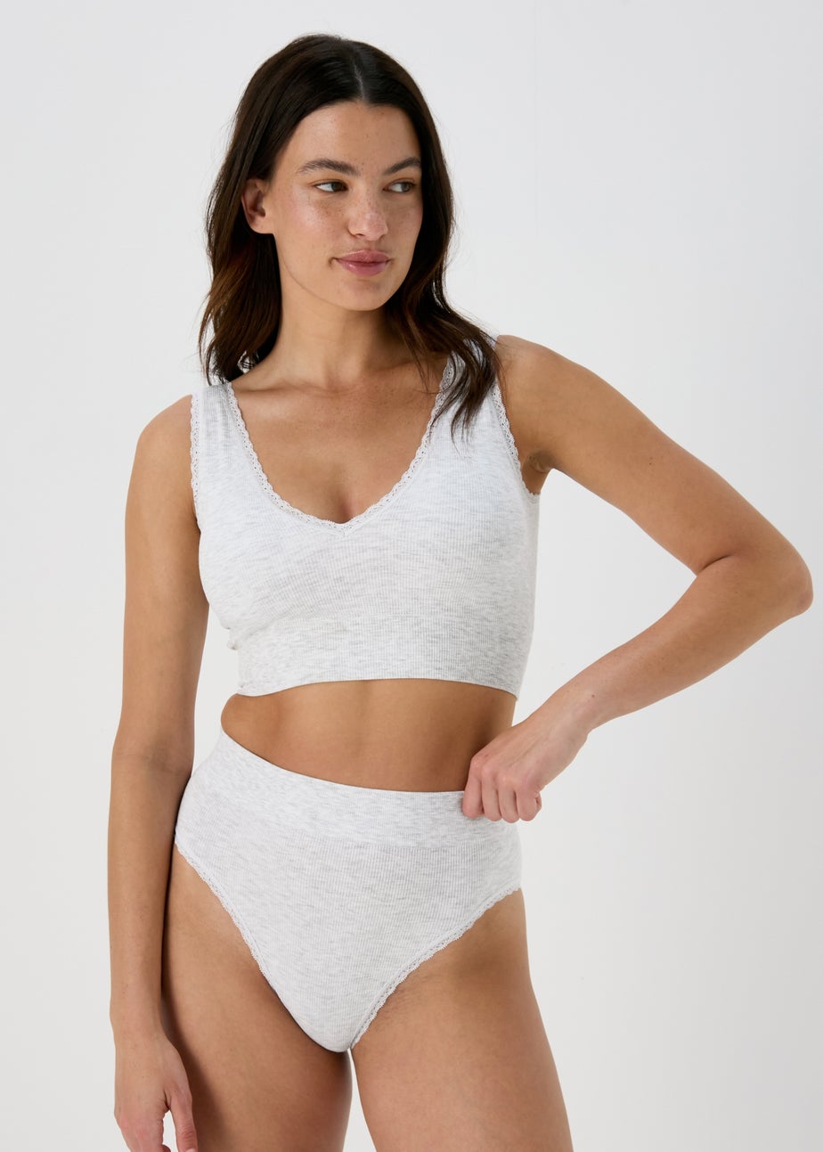 2 Pack Seamless Grey & White Padded Crop Top Bra