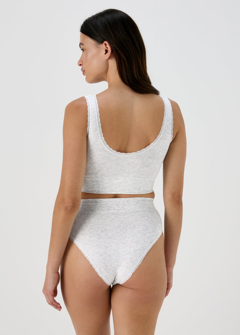 2 Pack Seamless Grey & White Padded Crop Top Bra