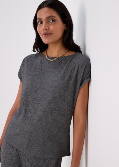 Charcoal Textured Co Ord Top