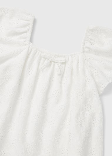 Girls White Broderie Frill Blouse (1-7yrs)