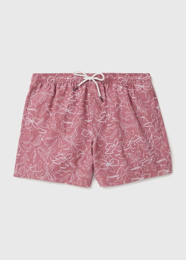 Pink Floral Print Swim Shorts