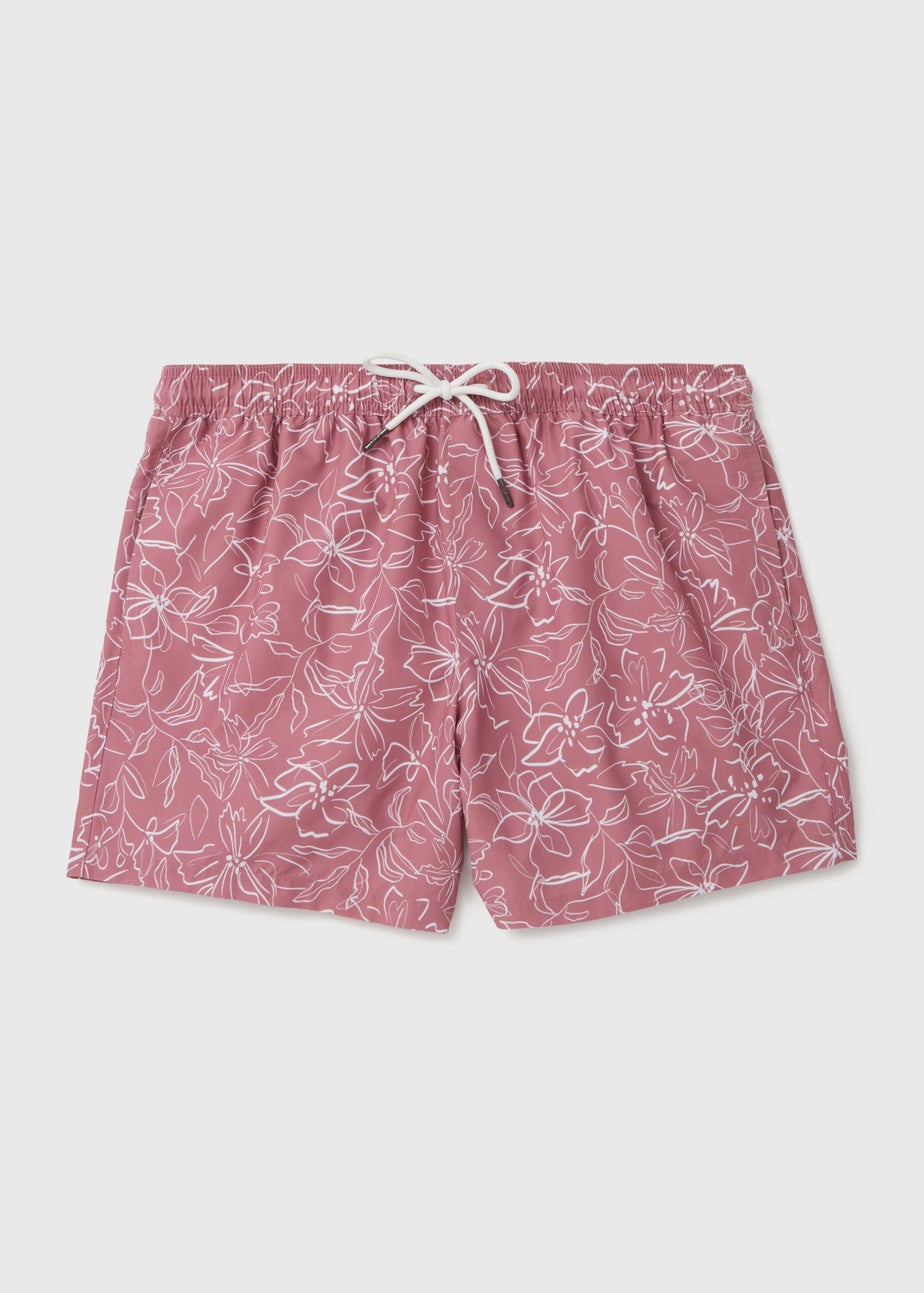 Pink Floral Print Swim Shorts