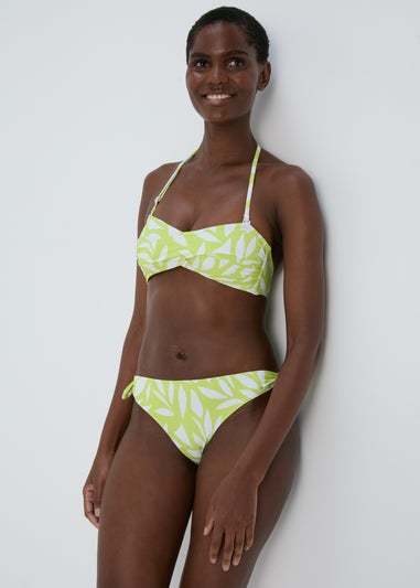 Lime Palm Print Twist Bikini Bottoms
