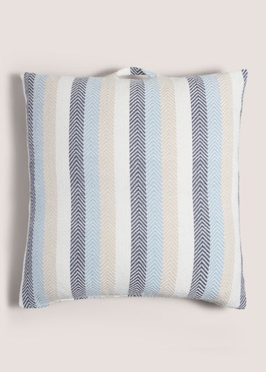 Indigo Stripe Woven Floor Cushion (70cm x 70cm)