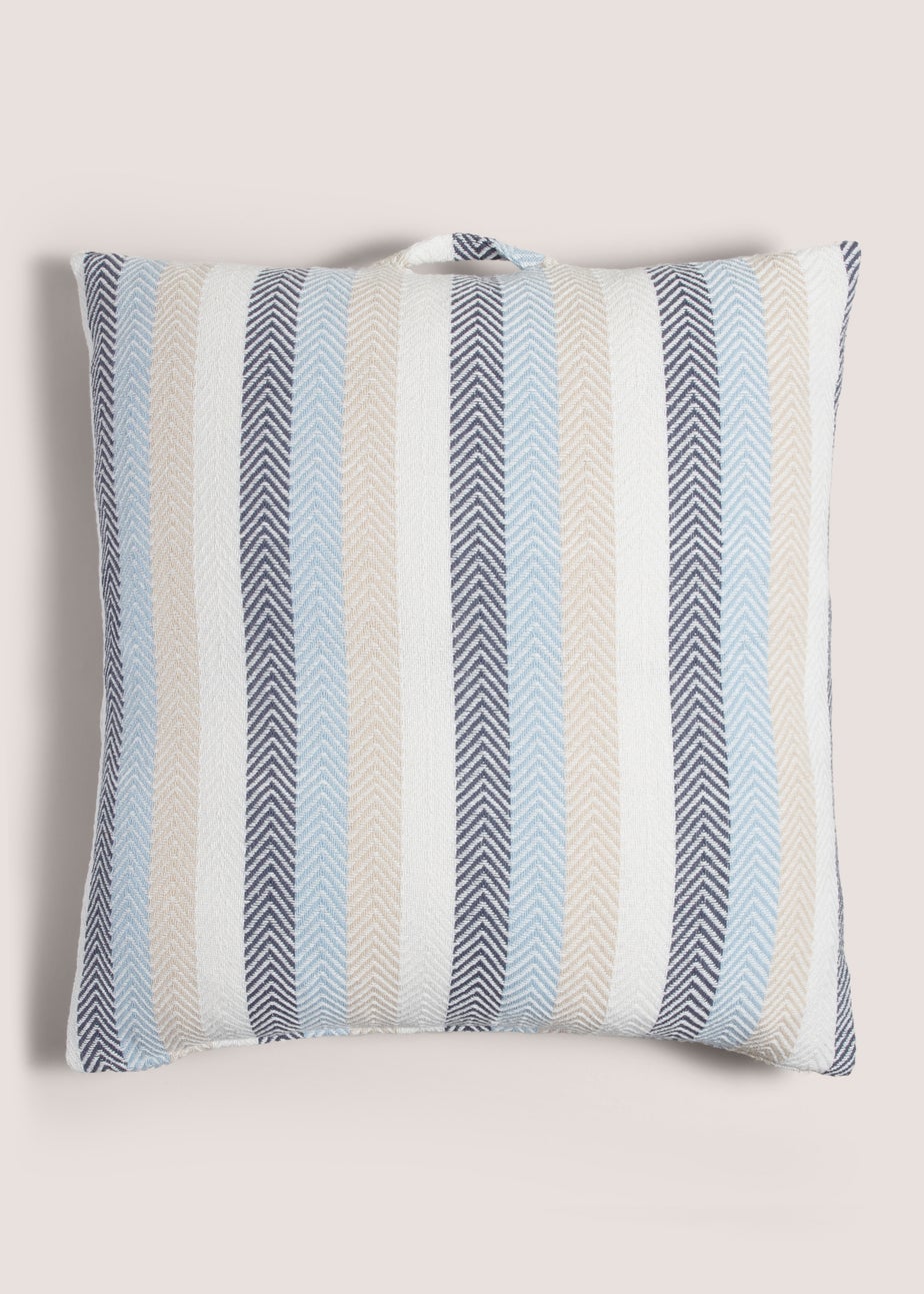 Indigo Stripe Woven Floor Cushion (70cm x 70cm)