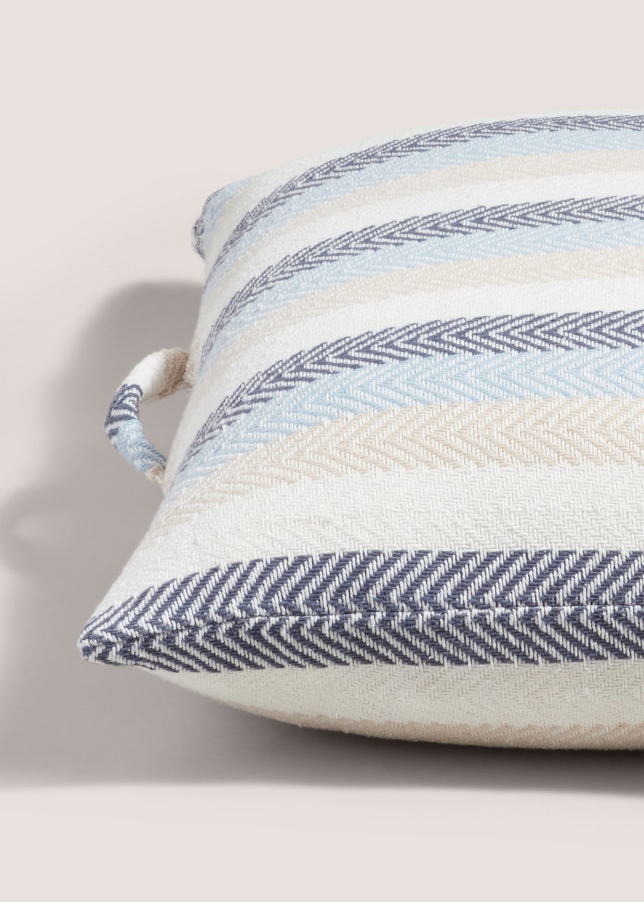 Indigo Stripe Woven Floor Cushion (70cm x 70cm)