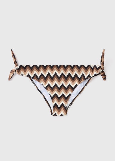 Mocha Chevron Twist Bikini Bottom
