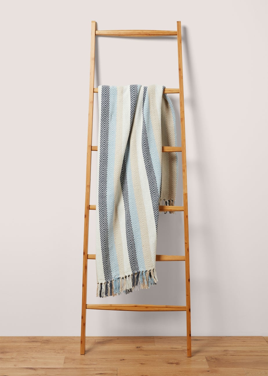 Indigo Woven Stripe Throw (125cm x 150cm)