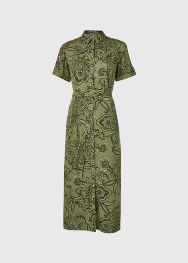 Green Floral Viscose Shirt Dress