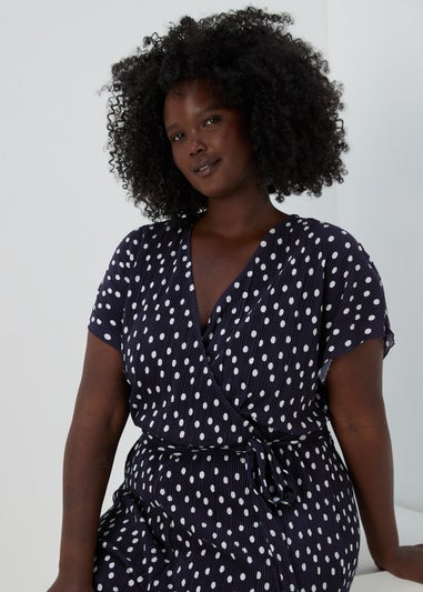 Navy Plisse Spot Jumpsuit