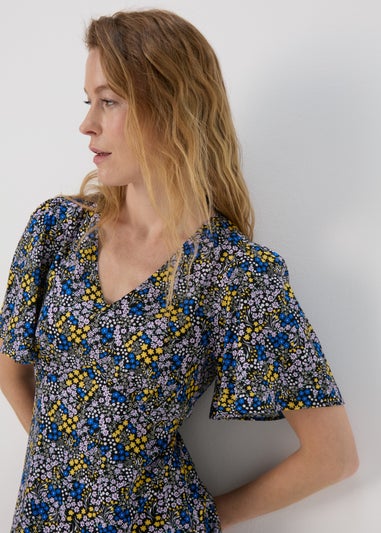 Multicolour Ditsy Viscose Midi Dress