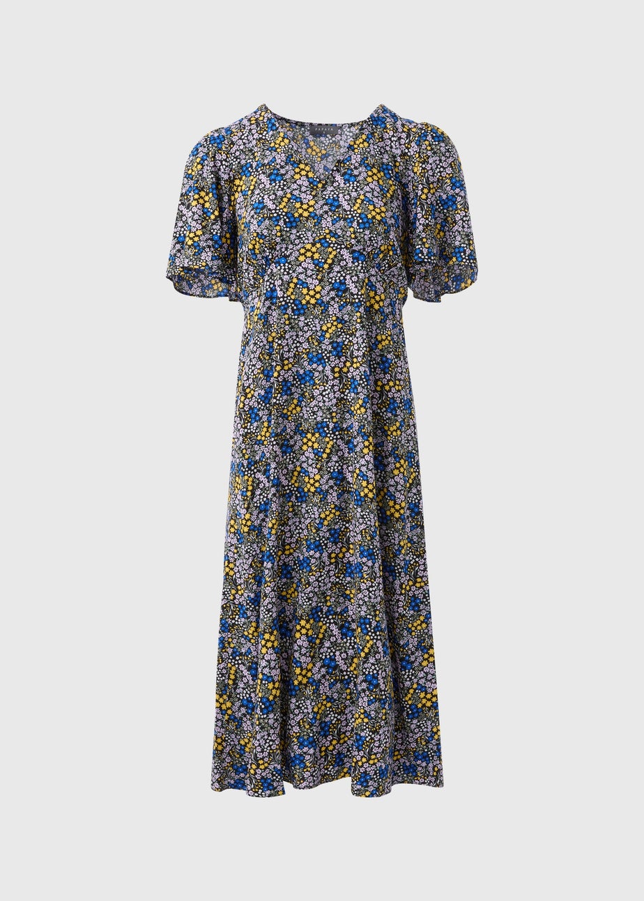 Multicolour Ditsy Viscose Midi Dress