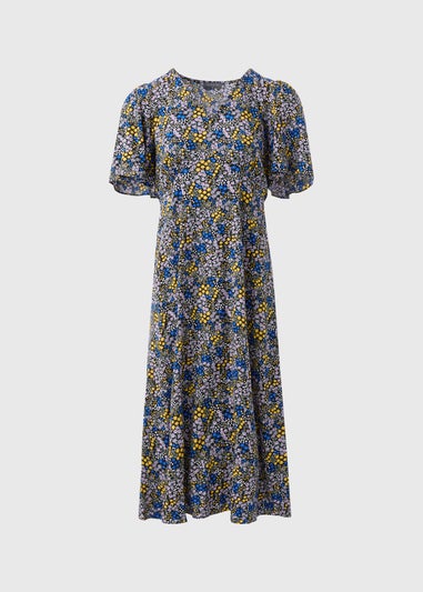 Multicolour Ditsy Viscose Midi Dress