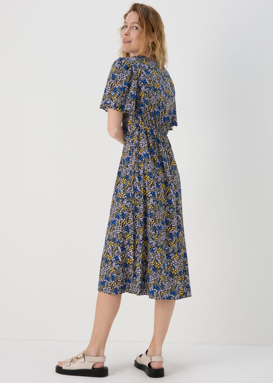 Multicolour Ditsy Viscose Midi Dress