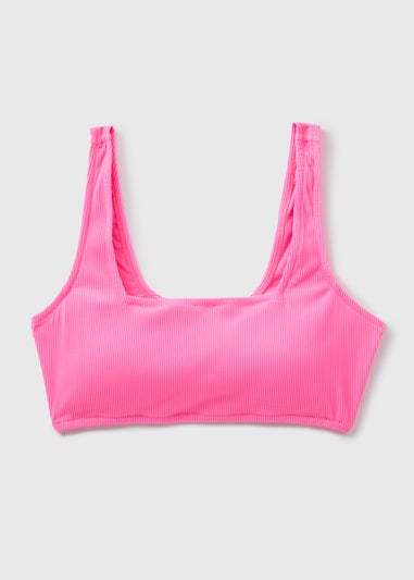 Pink Textured Crop Top