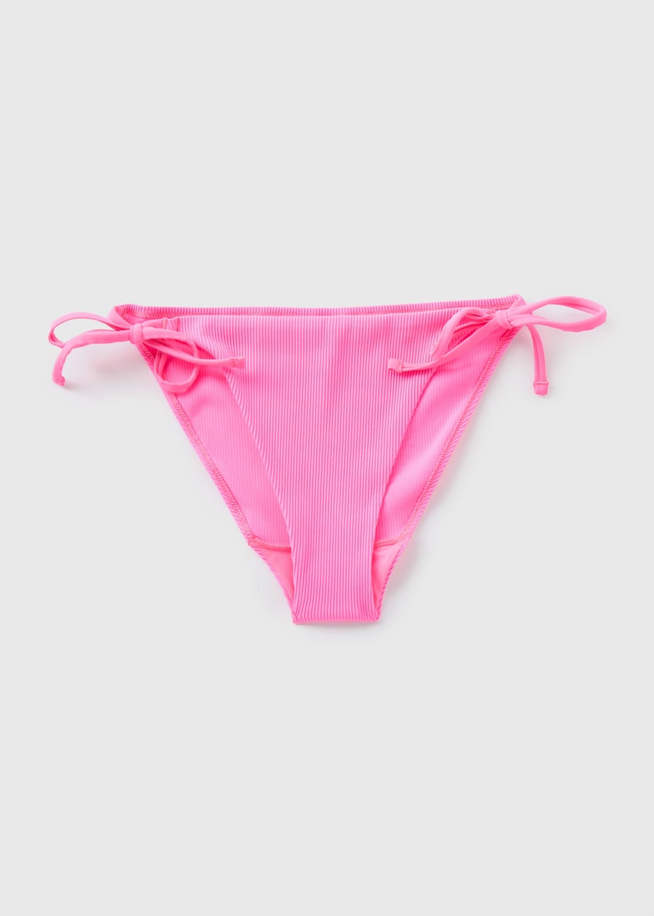 Pink Textured Bikini Bottoms