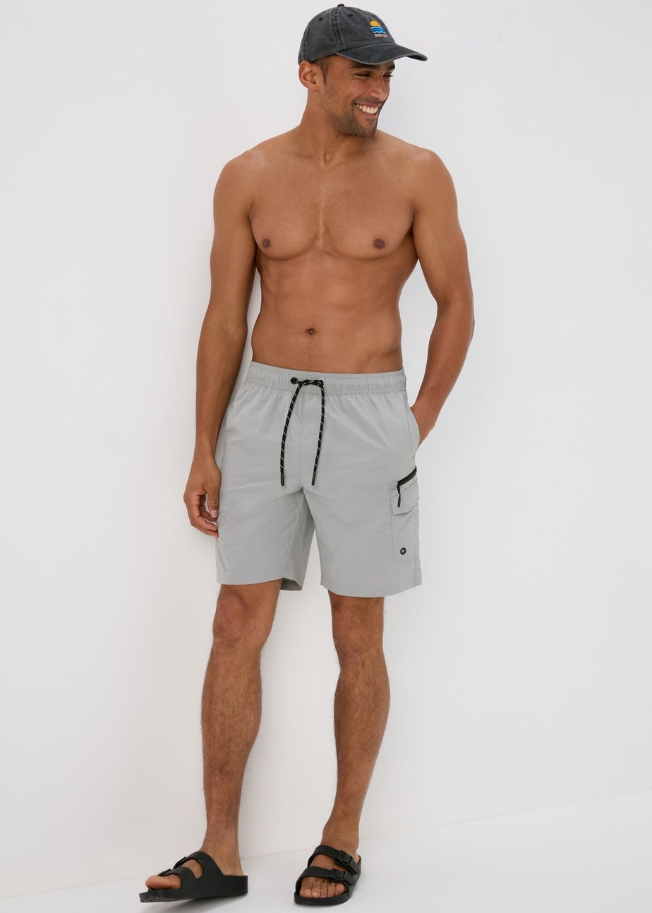 Grey Cargo Swim Shorts