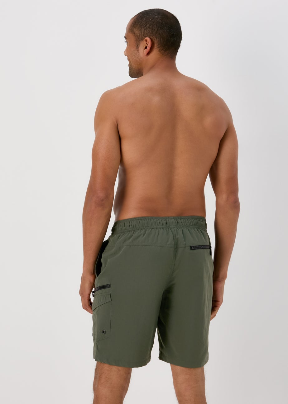 Khaki Cargo Swim Shorts