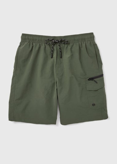 Khaki Cargo Swim Shorts