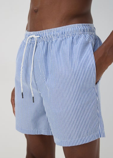 Blue Stripe Seersucker Swim Shorts