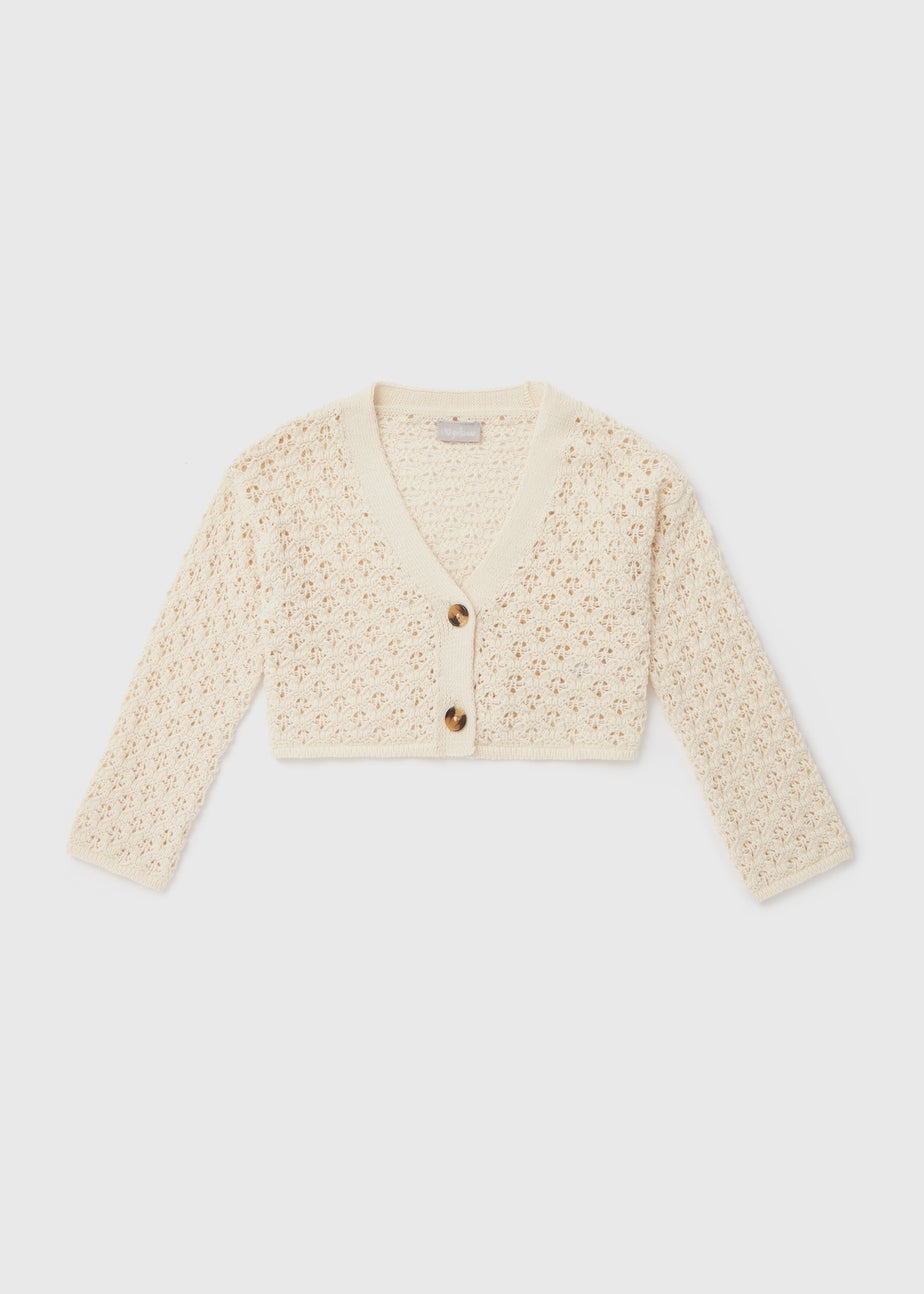 Girls Cream Spring Crochet Cardigan (7-13yrs)