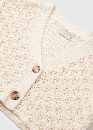 Girls Cream Spring Crochet Cardigan (7-13yrs)