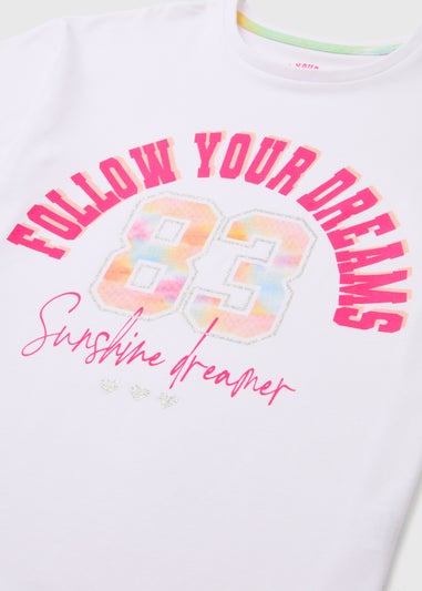 Girls Pink Ombre Collegiate Pyjama Shorts Set (4-12yrs)