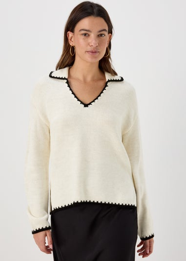 Beige Over Stitch Jumper