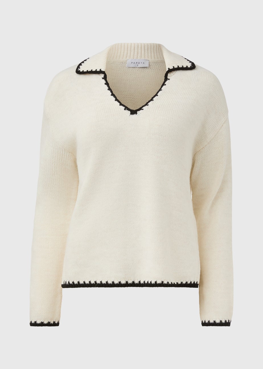 Beige Over Stitch Jumper