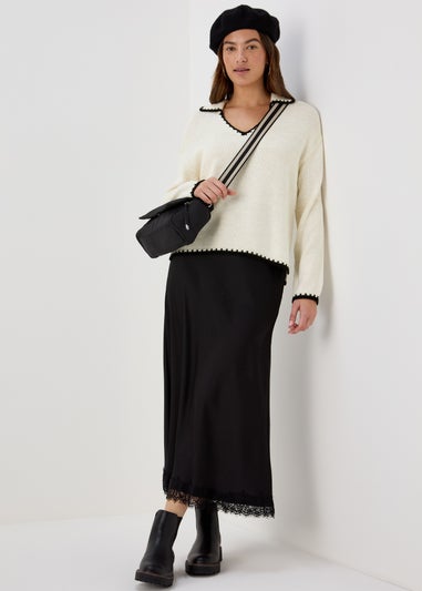 Beige Over Stitch Jumper
