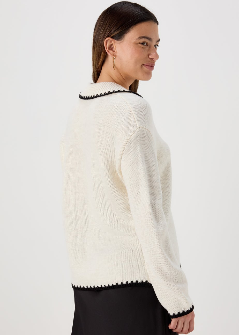 Beige Over Stitch Jumper