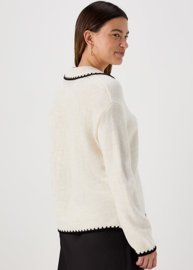 Beige Over Stitch Jumper