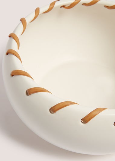 Cream Woven Ceramic Bowl (32cm x 47cm x 39cm)