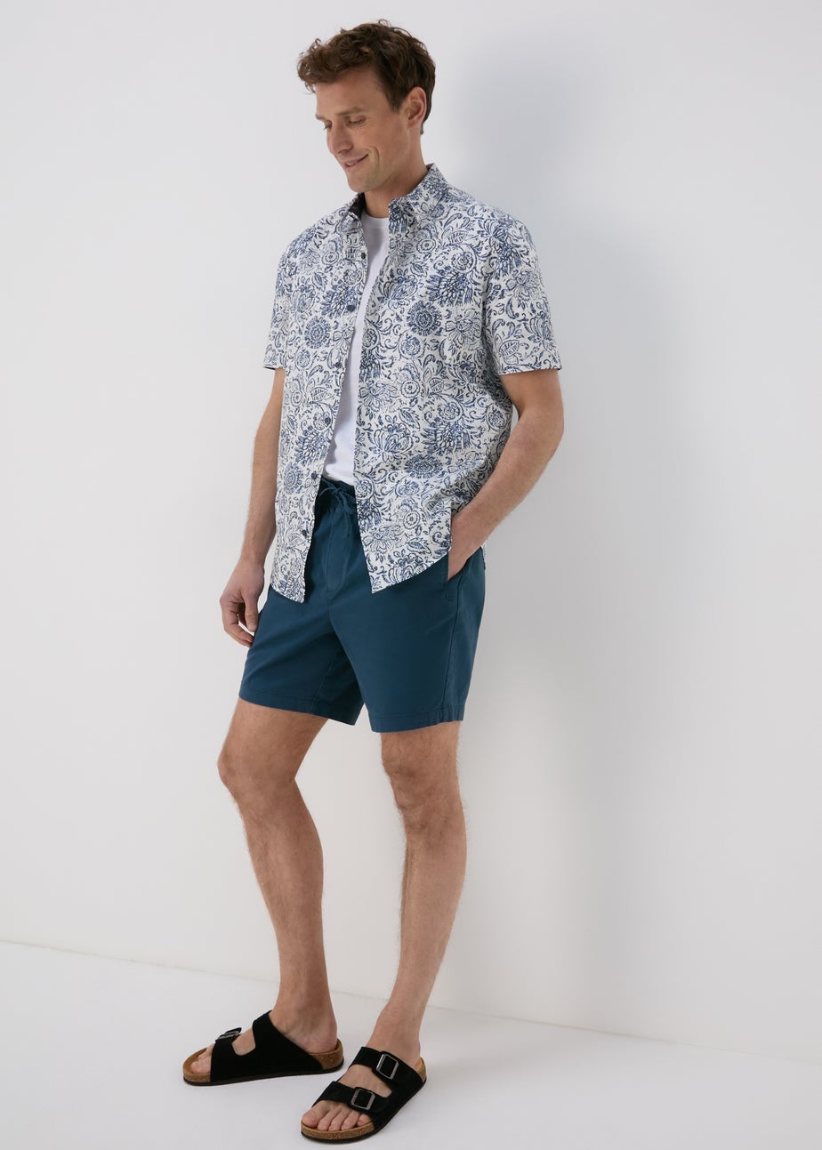 White Floral Vine Print Shirt