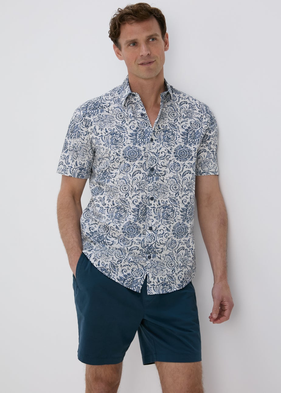White Floral Vine Print Shirt