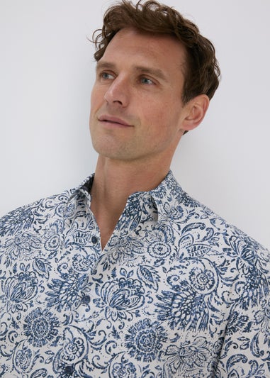 White Floral Vine Print Shirt