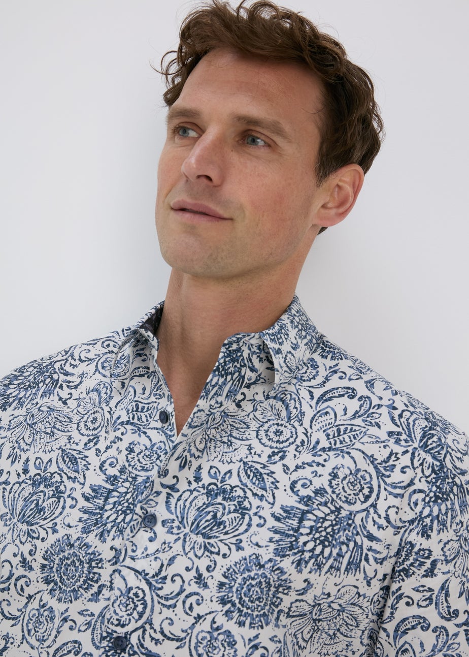 White Floral Vine Print Shirt